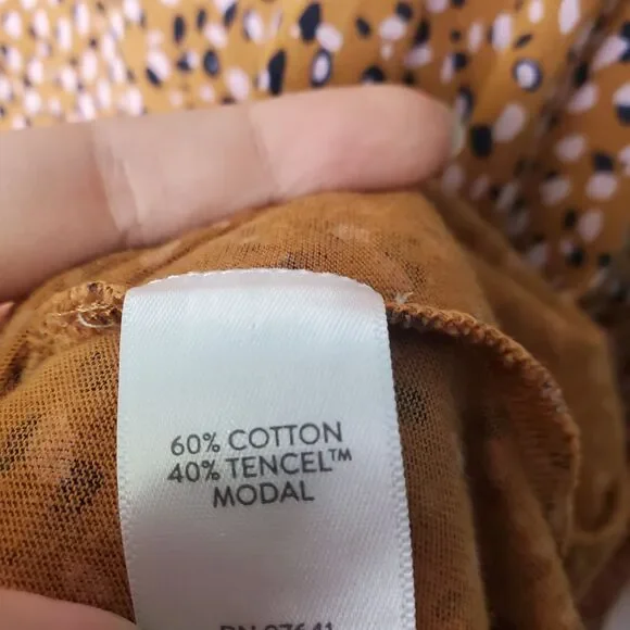 J. Jill Polka Dot Scoop Neck 3/4 Sleeve Shirt Tan Pink Black Size Large - Picture 8 of 8